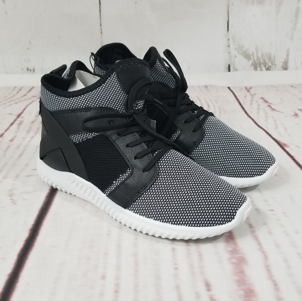 Black Marled Knit High Top Sneakers